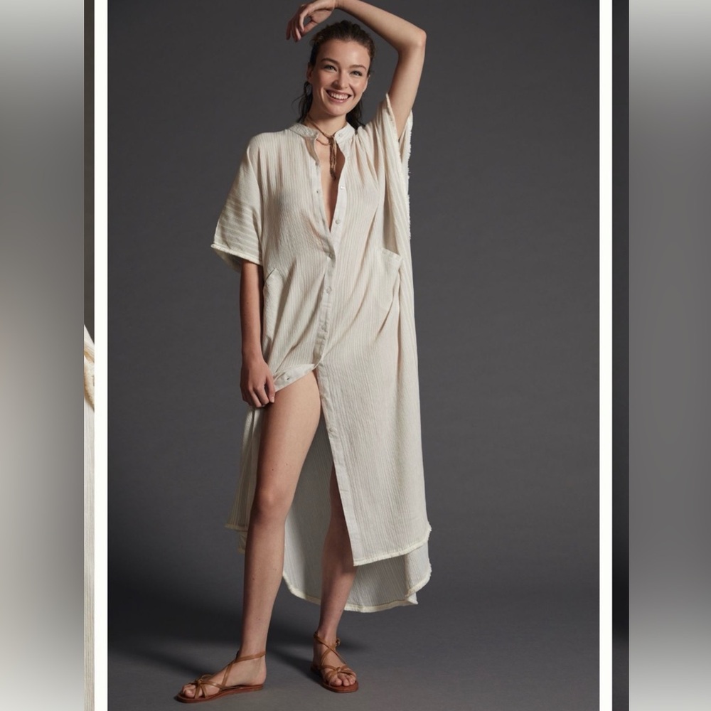 Anthropologie Striped Buttondown Kaftan